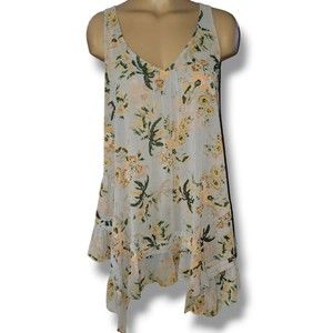 Anthropology Maeve Sheer Floral Ruffle Tank Top Size Medium.  WT2